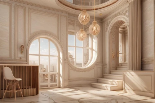 luxury home interior,3d rendering,ornate room,marble palace,circular staircase,art nouveau design,breakfast room,interior design,danish room,interiors,neoclassical,penthouse apartment,luxury bathroom,an apartment,art deco,interior decoration,crown render,jewelry（architecture）,kitchen design,art nouveau