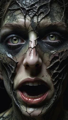 crocodile woman,the enchantress,woman's face,woman face,woman frog,dryad,orc,huntress,warrior woman,natural cosmetic,zombie,shaman,face paint,district 9,thorns,faery,female warrior,webbing,reptilian,predator,Photography,Artistic Photography,Artistic Photography 11