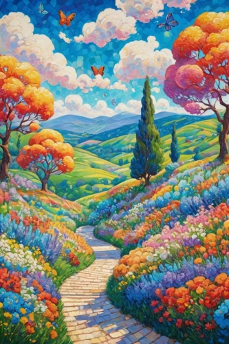pathway,mushroom landscape,landscape background,autumn landscape,nature landscape,forest landscape,meadow in pastel,meadow landscape,landscape nature,purple landscape,blooming field,rural landscape,home landscape,high landscape,landscape,way of the roses,springtime background,mountain landscape,flower field,blanket of flowers,Conceptual Art,Daily,Daily 31