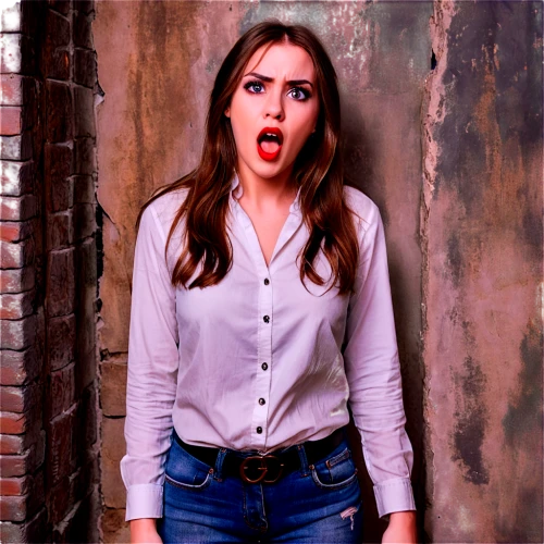 scared woman,scream,surprised,scary woman,portrait background,waitress,woman pointing,angry,brick wall background,astonishment,yawning,big mouth,funny face,antique background,expression,edit icon,shocked,brick background,jeans background,the girl's face,Illustration,Realistic Fantasy,Realistic Fantasy 42