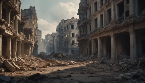 destroyed city,syria,stalingrad,post-apocalyptic landscape,second world war,lost in war,damascus,warsaw uprising,post-apocalypse,world war ii,rubble,post apocalyptic,world war,destroy,six day war,demolition,verdun,war zone,destroyed area,first world war,Photography,General,Cinematic