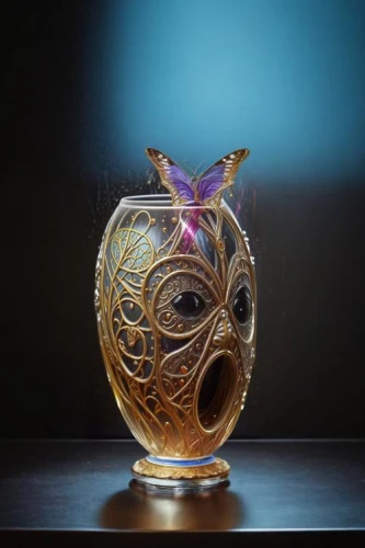 gold chalice,goblet,venetian mask,goblet drum,copper vase,an ornamental bird,glass vase,owl art,chalice,ornamental bird,fragrance teapot,glass ornament,glass cup,glasswares,decoration bird,vase,masquerade,cocktail glass,boobook owl,owl