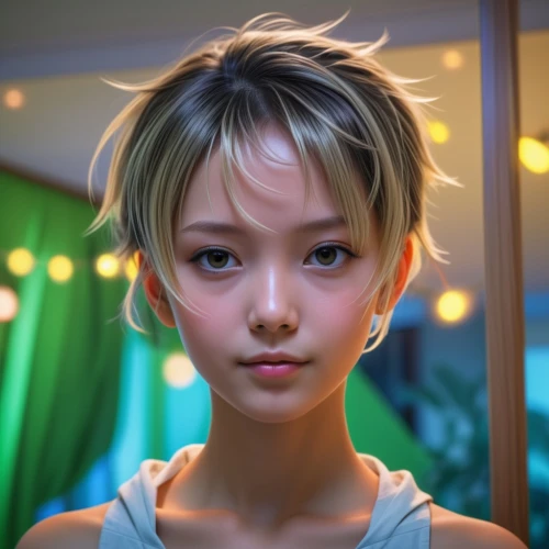 girl portrait,pixie cut,pixie-bob,world digital painting,realdoll,hong,anime 3d,jin deui,studio ghibli,anime girl,mari makinami,digital painting,girl with speech bubble,cute cartoon character,japanese woman,anime cartoon,natural cosmetic,portrait background,portrait of a girl,noodle image,Illustration,Realistic Fantasy,Realistic Fantasy 06