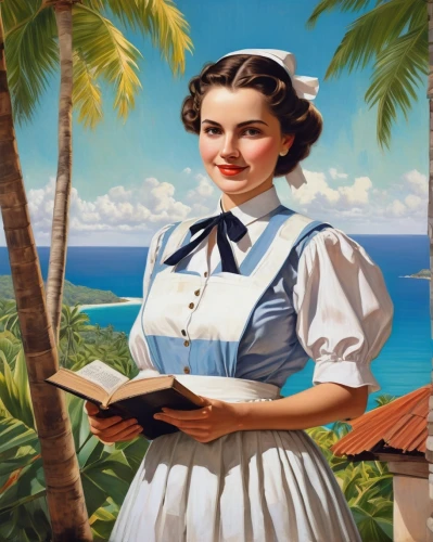 women's novels,woman holding pie,the sea maid,correspondence courses,publish a book online,girl at the computer,female nurse,nurse uniform,telephone operator,publish e-book online,1940 women,girl studying,cuba background,retro women,vintage illustration,girl scouts of the usa,aloha,tahiti,south pacific,edsel bermuda,Illustration,Black and White,Black and White 25