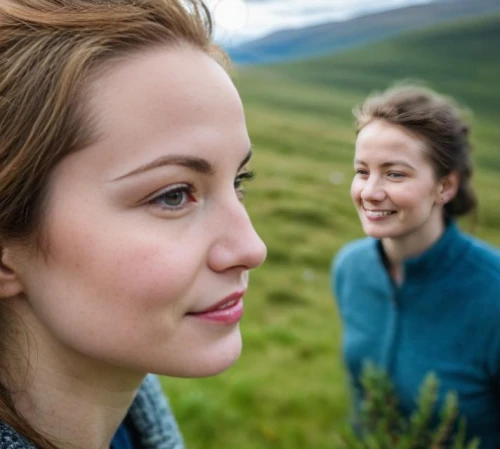 the girl's face,icelanders,mirror in the meadow,portrait photographers,in the field,young women,woman's face,natural beauties,natural cosmetic,shetlands,in the tall grass,two girls,women friends,jane austen,glen of the downs,people in nature,women's novels,scottish,mother and daughter,natural cosmetics,Outdoor,Scotland