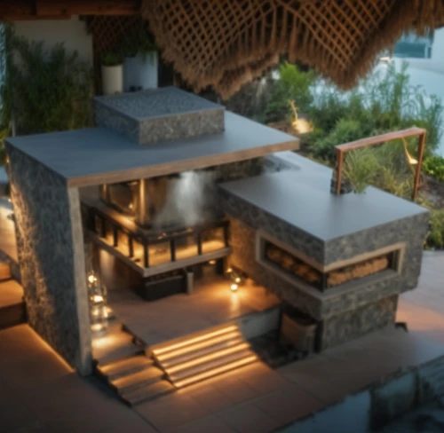 uluwatu,dunes house,3d rendering,holiday villa,hacienda,aztec,tropical house,3d render,cube stilt houses,render,eco hotel,maya civilization,bali,maya city,cubic house,3d rendered,ubud,build by mirza golam pir,cabana,traditional house,Photography,General,Realistic