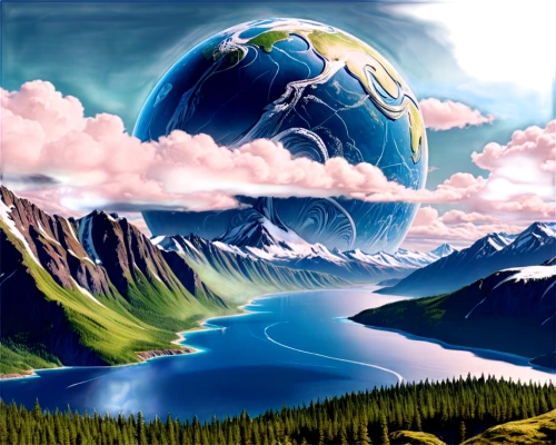 world digital painting,terraforming,landscape background,fantasy landscape,mother earth,mountain world,planet eart,futuristic landscape,the earth,earth rise,cartoon video game background,earth,mountainous landscape,background view nature,planet earth,fantasy world,mountainous landforms,glacial landform,planet earth view,background image,Conceptual Art,Sci-Fi,Sci-Fi 29