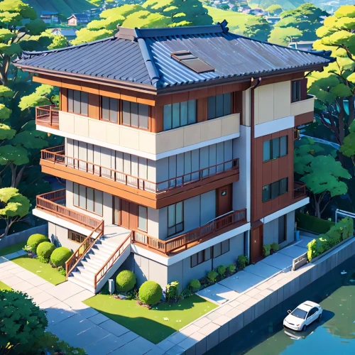 modern house,apartment building,apartment complex,apartment house,house by the water,sky apartment,japanese architecture,an apartment,apartments,large home,kyoto,private house,ginkaku-ji,apartment block,contemporary,small house,apartment,residential,ryokan,beautiful home,Anime,Anime,Realistic