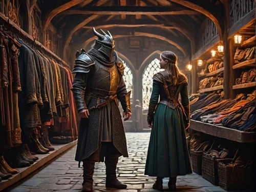 fantasy picture,vintage man and woman,medieval,merchant,vikings,the consignment,medieval market,stalls,a fairy tale,couple goal,heroic fantasy,robin hood,medieval street,fairy tale,vintage boy and girl,cent,bookshop,anachronism,castle iron market,way of the roses,Photography,General,Fantasy
