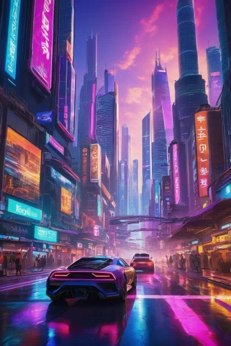 futuristic landscape,shanghai,futuristic,colorful city,3d car wallpaper,cityscape,cyberpunk,dubai,futuristic car,toyota supra,dusk,metropolis,tokyo city,neon arrows,evening city,fantasy city,hong kong,world digital painting,urban,lamborghini,Photography,General,Commercial