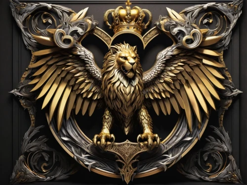 emblem,heraldic,heraldic animal,gryphon,imperial eagle,coat of arms of bird,heraldry,garuda,crest,national emblem,heraldic shield,griffon bruxellois,golden crown,kr badge,freemason,bronze,coats of arms of germany,rp badge,griffin,br badge,Illustration,Retro,Retro 25