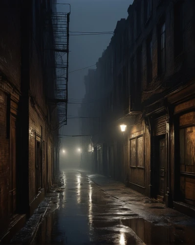 alleyway,alley,blind alley,old linden alley,atmospheric,evening atmosphere,ghost town,narrow street,early fog,atmosphere,mist,dense fog,fog,foggy,medieval street,the street,morning fog,night scene,the fog,eerie,Illustration,Black and White,Black and White 28
