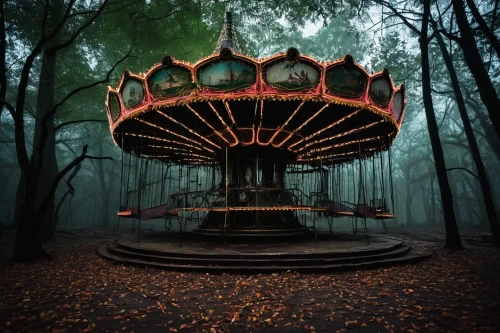 carousel,haunted forest,prater,merry go round,enchanted forest,merry-go-round,abandoned places,germany forest,dark park,urbex,treehouse,autumn park,fairground,forest of dreams,lost places,abandoned,black forest,fairytale forest,myst,abandoned place,Conceptual Art,Daily,Daily 01