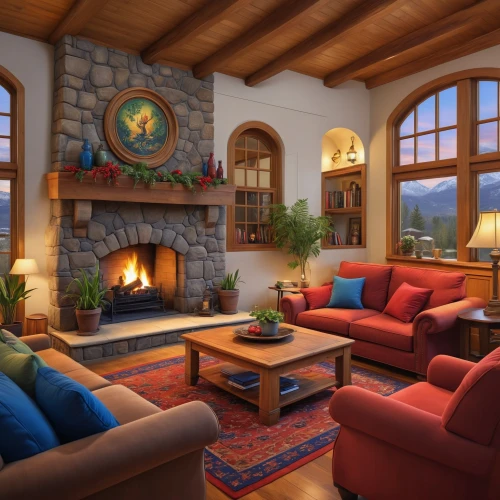 fireplace,fireplaces,fire place,sitting room,warm and cozy,living room,christmas fireplace,family room,the cabin in the mountains,livingroom,house in the mountains,beautiful home,wooden beams,house in mountains,alpine style,home interior,fireside,bonus room,modern living room,great room,Conceptual Art,Oil color,Oil Color 22