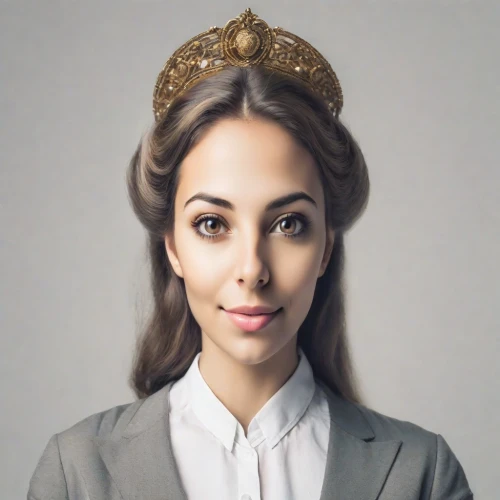 miss circassian,queen crown,princess crown,gold crown,arab,iranian,yemeni,stewardess,tiara,swedish crown,crown render,omani,business woman,real estate agent,flight attendant,hijab,victorian lady,businesswoman,zoroastrian novruz,jordanian,Photography,Realistic