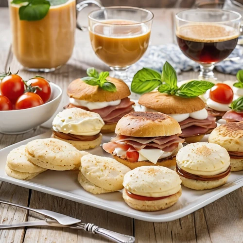 french macarons,sandwich cookies,caprese,english muffin,tortas de aceite,cicchetti,catering service bern,canapes,insalata caprese,macarons,savory biscuits,torta caprese,caprese salad,viennese cuisine,bocconcini,pastisset,hors' d'oeuvres,canapé,breakfast sandwiches,french macaroons