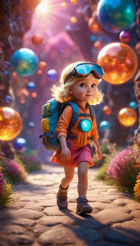 little girl with balloons,children's background,alice in wonderland,agnes,3d fantasy,little girl fairy,magical adventure,fairy galaxy,fairy world,child fairy,cinema 4d,wonderland,explorer,digital compositing,little girls walking,cute cartoon character,explore,traveler,dream world,cg artwork,Photography,General,Cinematic