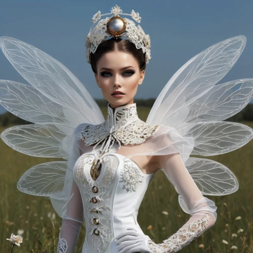bridal clothing,fairy queen,white rose snow queen,faery,baroque angel,bridal dress,faerie,suit of the snow maiden,the angel with the veronica veil,wedding gown,bridal accessory,wedding dresses,fantasy art,bridal,flower fairy,white swan,bodice,fairy,wedding dress,fairy tale character,Photography,Fashion Photography,Fashion Photography 03
