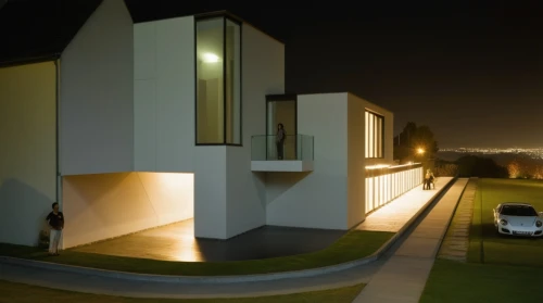 modern architecture,security lighting,dunes house,residential house,modern house,smart house,cube house,cubic house,housebuilding,residential,build by mirza golam pir,smart home,archidaily,landscape lighting,residential property,stucco wall,housing estate,the threshold of the house,luxury property,halogen spotlights,Photography,General,Realistic