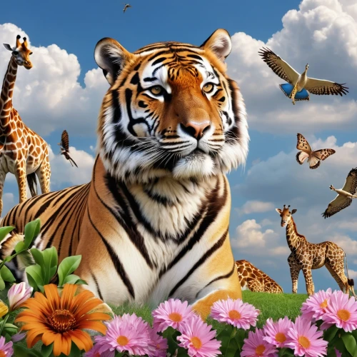 tigers,tropical animals,tiger png,bengal tiger,flowers png,exotic animals,flower animal,bengal,tigerle,whimsical animals,animal world,asian tiger,wild animals,toyger,a tiger,animalia,tiger,forest animals,flower nectar,animal zoo,Photography,General,Realistic