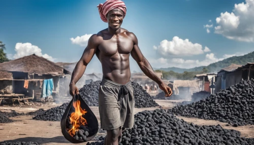 active coal,coal energy,brown coal,coal mining,coal,charcoal kiln,crypto mining,african businessman,lignite power plant,bitcoin mining,tire recycling,open pit mining,african man,mining,black landscape,mud village,aborigine,miner,iron ore,carbon footprint,Photography,General,Realistic