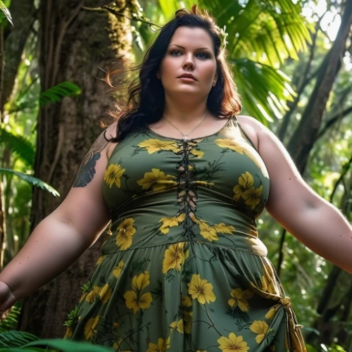plus-size model,polynesian,hula,aloha,green dress,polynesian girl,fae,celtic queen,luau,plus-size,tropical greens,garden fairy,in green,faerie,floral dress,rusalka,tiana,the enchantress,poison ivy,faery