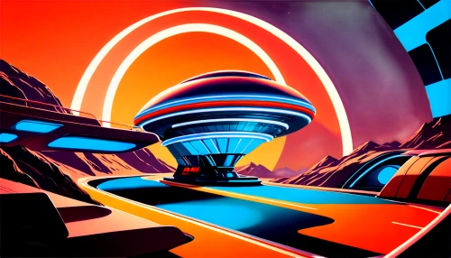 futuristic landscape,ufo interior,panoramical,abstract retro,gas planet,orbital,space port,futuristic,futuristic art museum,planet eart,neon arrows,trip computer,retro background,spaceship space,warp,space art,scifi,sci-fi,sci - fi,alien world,Conceptual Art,Sci-Fi,Sci-Fi 29