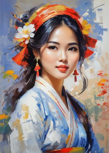 vietnamese woman,chinese art,inner mongolian beauty,asian woman,viet nam,oriental girl,geisha girl,yunnan,oil painting,art painting,japanese woman,oriental,geisha,oriental painting,nước chấm,oil painting on canvas,ethnic dancer,vietnamese,gỏi cuốn,mì quảng,Conceptual Art,Oil color,Oil Color 10