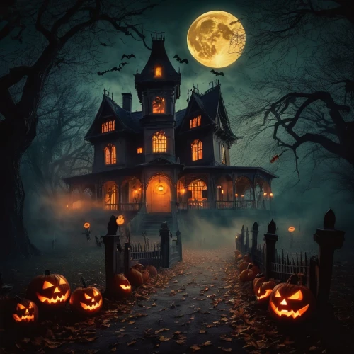 halloween background,halloween poster,halloween scene,witch's house,witch house,halloween and horror,the haunted house,halloween wallpaper,haunted house,halloween night,halloween illustration,halloween,jack o'lantern,halloween decoration,jack o lantern,haloween,jack-o-lanterns,jack-o'-lanterns,hallowe'en,helloween,Illustration,Realistic Fantasy,Realistic Fantasy 02