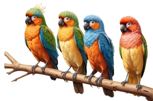 macaws,sun conures,parrots,macaws of south america,colorful birds,passerine parrots,golden parakeets,macaws blue gold,parakeets,birds on a branch,rare parrots,parakeets rare,blue macaws,group of birds,tropical birds,edible parrots,birds on branch,fur-care parrots,rainbow lorikeets,budgies,Illustration,Japanese style,Japanese Style 07