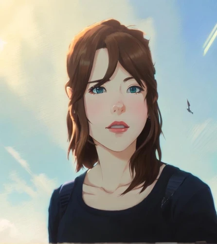 katniss,sky,digital painting,gale,worried girl,portrait background,cg artwork,nora,digital art,girl portrait,croft,vanessa (butterfly),fan art,girl with speech bubble,chara,sky rose,blue sky,digital artwork,world digital painting,sky butterfly,Common,Common,Japanese Manga