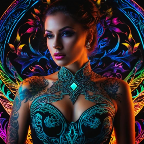 neon body painting,tattoo girl,tattoo expo,body painting,bodypainting,bodypaint,sorceress,catrina calavera,the enchantress,tattoo artist,tattoos,tattooed,fantasy art,with tattoo,celtic queen,black light,body art,psychedelic art,blue enchantress,sleeve,Photography,General,Fantasy