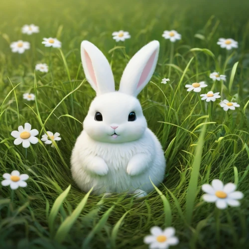 bunny on flower,white bunny,bunny,little bunny,easter background,white rabbit,little rabbit,dwarf rabbit,rabbit,european rabbit,spring background,deco bunny,no ear bunny,easter theme,springtime background,flower animal,gray hare,bun,peter rabbit,easter bunny,Conceptual Art,Fantasy,Fantasy 02