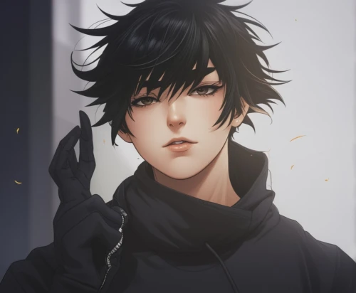 ren,vanitas,anime boy,yukio,persona,sigma,crow,yuzu,hand digital painting,m16,sensei,black coat,black crow,cell,kado,noodle image,leo,black bird,wiz,gentiana