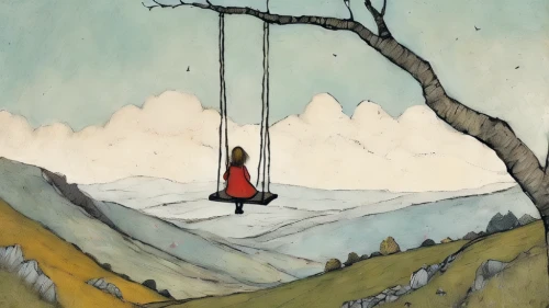 empty swing,tree with swing,wooden swing,hanging swing,woman hanging clothes,chairlift,hanged,tree swing,swing,garden swing,gondola,hanged man,swinging,tightrope walker,swings,swing set,tightrope,gondola lift,cablecar,hung up,Art,Artistic Painting,Artistic Painting 49