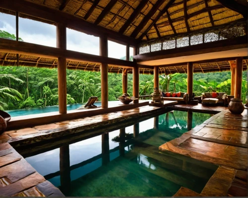 ubud,tropical house,pool house,bali,infinity swimming pool,outdoor pool,seychelles,swimming pool,eco hotel,holiday villa,tropical jungle,luxury bathroom,costa rica,day spa,cabana,spa,hot spring,day-spa,vietnam,pool bar,Illustration,American Style,American Style 07