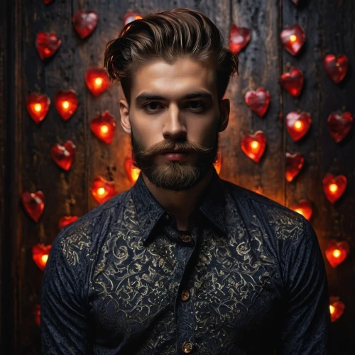 lucus burns,romantic portrait,valentin,bolero jacket,bridegroom,cravat,fire heart,jack rose,red heart medallion,men's suit,pompadour,romantic look,men's wear,neon valentine hearts,george russell,zodiac sign leo,male model,lincoln blackwood,austin stirling,dress shirt,Photography,General,Fantasy