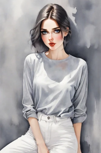 fashion illustration,fashion vector,portrait background,white lady,photo painting,white clothing,watercolor women accessory,romantic look,girl on a white background,women fashion,girl in a long,woman sitting,white silk,young woman,world digital painting,romantic portrait,mystical portrait of a girl,vintage woman,girl sitting,women clothes,Digital Art,Watercolor