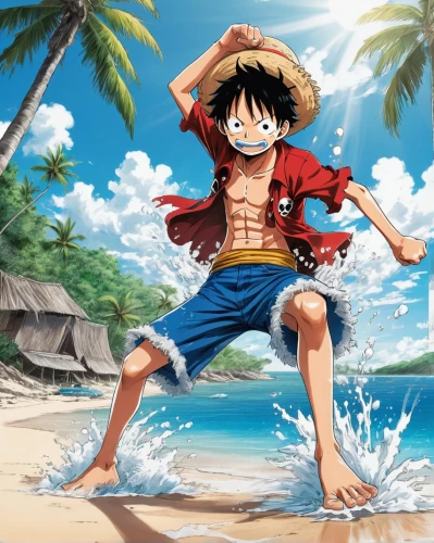 onepiece,straw hat,beach background,summer background,straw hats,one piece,garp fish,2d,alibaba,playing in the sand,beach scenery,one-piece swimsuit,matsuno,my hero academia,holding a coconut,background images,summer day,anime japanese clothing,lifeguard,king coconut,Illustration,Black and White,Black and White 34
