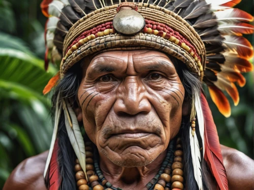 tribal chief,papuan,aborigine,shamanism,war bonnet,native american,the american indian,inca face,red chief,american indian,ancient people,indian headdress,shaman,aboriginal,aboriginal australian,anmatjere man,shamanic,amerindien,pachamama,primitive people,Photography,General,Realistic