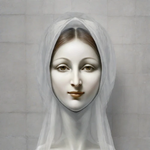 the angel with the veronica veil,woman sculpture,white lady,bridal veil,veil,porcelaine,woman's face,the prophet mary,dead bride,mary 1,art deco woman,decorative figure,artist's mannequin,statuette,sculptor,the magdalene,woman face,sculpture,head woman,weeping angel,Photography,Realistic