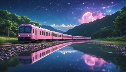 galaxy express,train of thought,electric train,sky train,train,last train,the train,long-distance train,special train,train way,pink-purple,purple landscape,railroad,tgv,ghost train,eurobahn,train ride,train car,express train,purple and pink,Photography,General,Natural