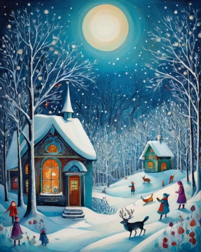 christmas landscape,christmas scene,snow scene,christmas snowy background,winter village,winter house,christmas night,night snow,christmas house,winter background,night scene,carol colman,christmas town,christmas motif,children's christmas,the holiday of lights,winter dream,carol singers,motif,snow globe,Illustration,Abstract Fantasy,Abstract Fantasy 07