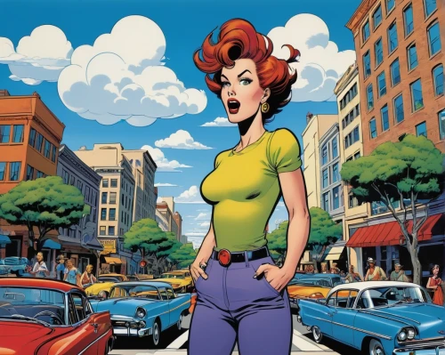 retro woman,starfire,retro women,retro cartoon people,muscle car cartoon,ford prefect,lupin,firestar,retro girl,mary jane,cigarette girl,wonder woman city,ann margarett-hollywood,maureen o'hara - female,moc chau hill,rockabella,head woman,marvel comics,bouffant,pompadour,Illustration,American Style,American Style 05