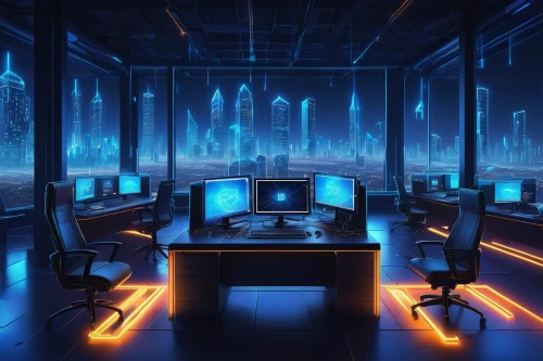 computer room,the server room,computer workstation,blur office background,modern office,computer desk,neon human resources,working space,cyberspace,cyberpunk,cyber,offices,sci fi surgery room,desk,fractal design,night administrator,backgrounds,secretary desk,computer art,computer,Illustration,Realistic Fantasy,Realistic Fantasy 28