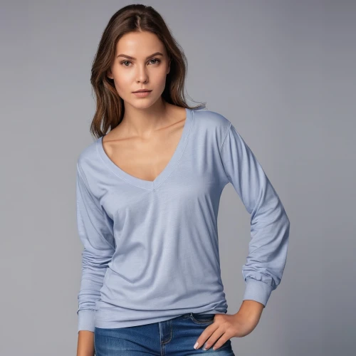 long-sleeved t-shirt,menswear for women,women's clothing,long-sleeve,women clothes,knitting clothing,blouse,ladies clothes,cotton top,mazarine blue,active shirt,in a shirt,fir tops,women fashion,girl in t-shirt,plus-size model,shirt,one-piece garment,camisoles,undershirt,Photography,General,Realistic