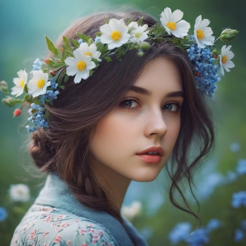 beautiful girl with flowers,girl in flowers,girl in a wreath,flower crown,floral wreath,wreath of flowers,mystical portrait of a girl,girl picking flowers,romantic portrait,blooming wreath,flower girl,flower fairy,flower hat,girl portrait,girl in the garden,young woman,spring crown,flower garland,flower wreath,splendor of flowers,Photography,Documentary Photography,Documentary Photography 16