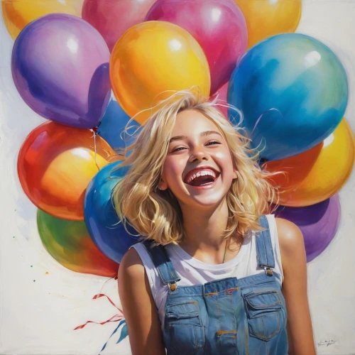 little girl with balloons,colorful balloons,balloons,rainbow color balloons,oil painting on canvas,balloon,baloons,happy birthday balloons,a girl's smile,cheerfulness,balloons mylar,balloons flying,kids illustration,cheerful,birthday balloons,ballon,pink balloons,ecstatic,blue balloons,balloon-like,Conceptual Art,Fantasy,Fantasy 13