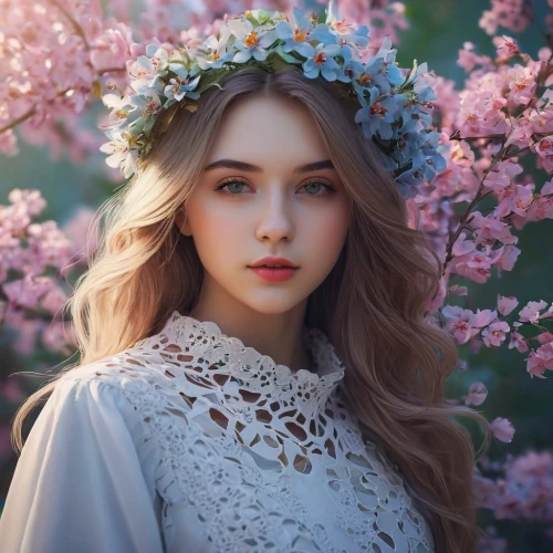 beautiful girl with flowers,spring crown,flower crown,lilac blossom,girl in flowers,spring blossom,blooming wreath,floral wreath,flower fairy,wreath of flowers,flower hat,romantic look,romantic portrait,flower girl,floral background,blossom,spring blossoms,blossoms,apricot blossom,vintage floral,Photography,Documentary Photography,Documentary Photography 16