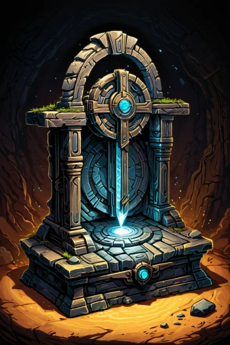 stargate,mausoleum ruins,mining facility,game illustration,sun dial,vault,ancient city,ancient icon,excavation,artifact,portal,collected game assets,mechanical puzzle,the ruins of the,life stage icon,mining excavator,sundial,metallurgy,hall of the fallen,steam icon,Illustration,Realistic Fantasy,Realistic Fantasy 25